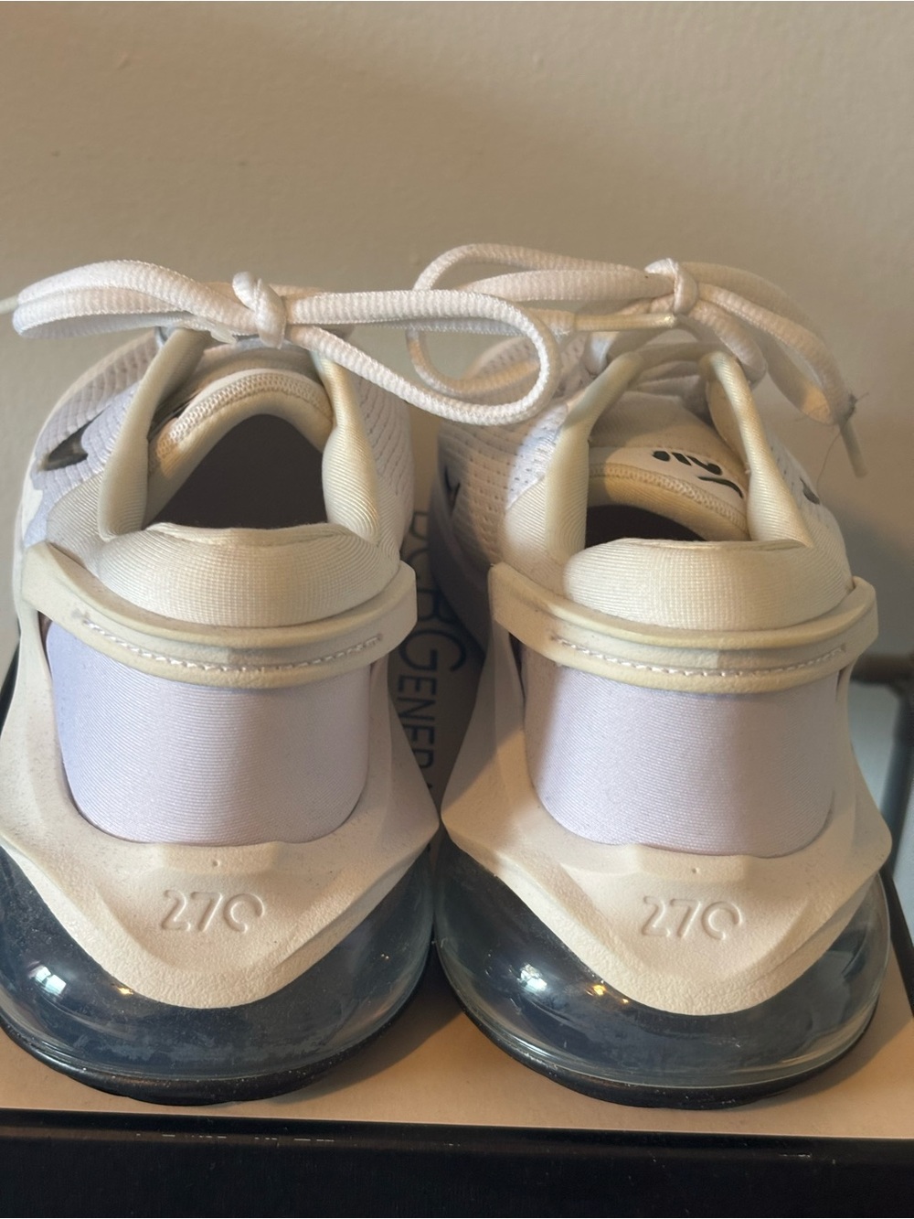 Nike White and Black Running Sneakers with Visible Heel Air - Picture 3 of 3
